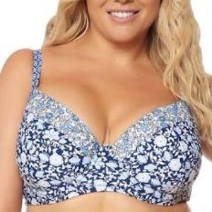 Floral Underwire Bikini Top W/Adjustable Straps 1x